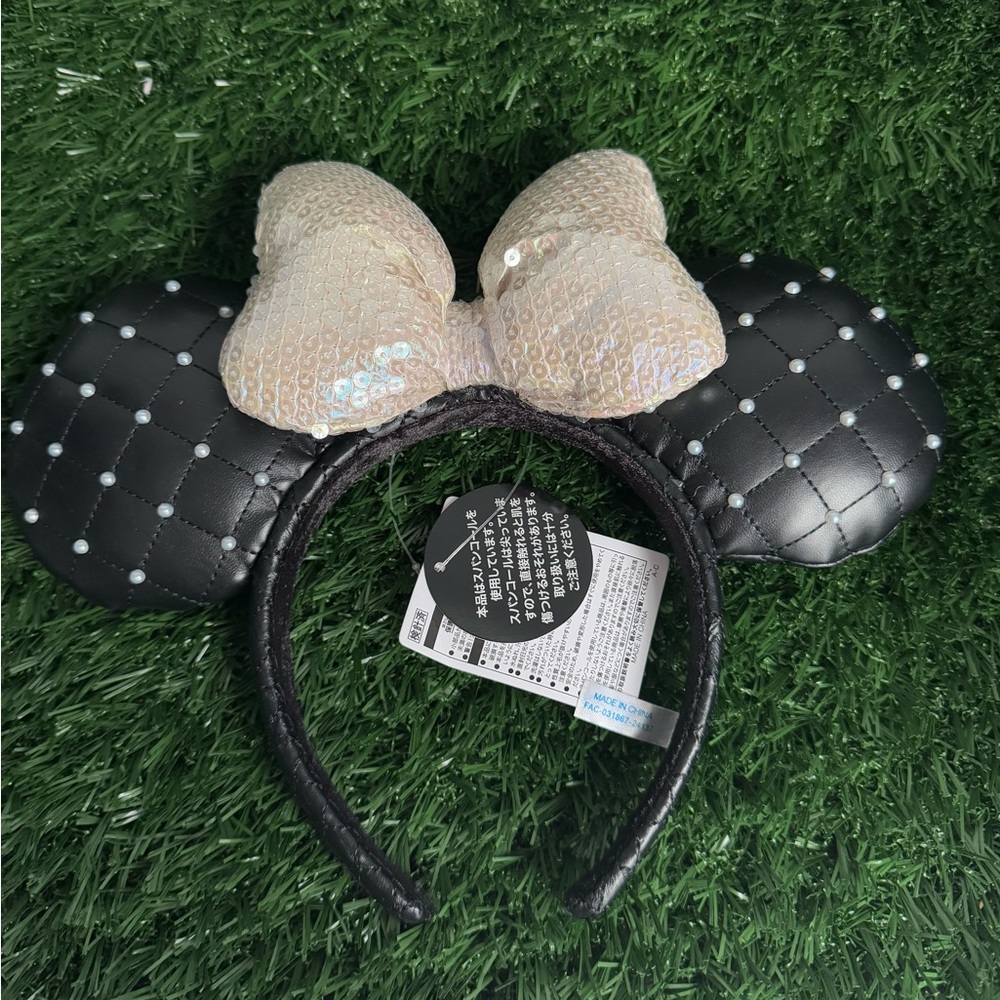 Tokyo Disney Resort Headband Ears Minnie Mouse Silver Ribbon